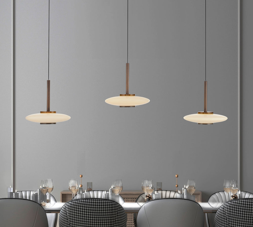 Pendellampe Vitrum 3-lys brun/opal glass dimbar forfra
