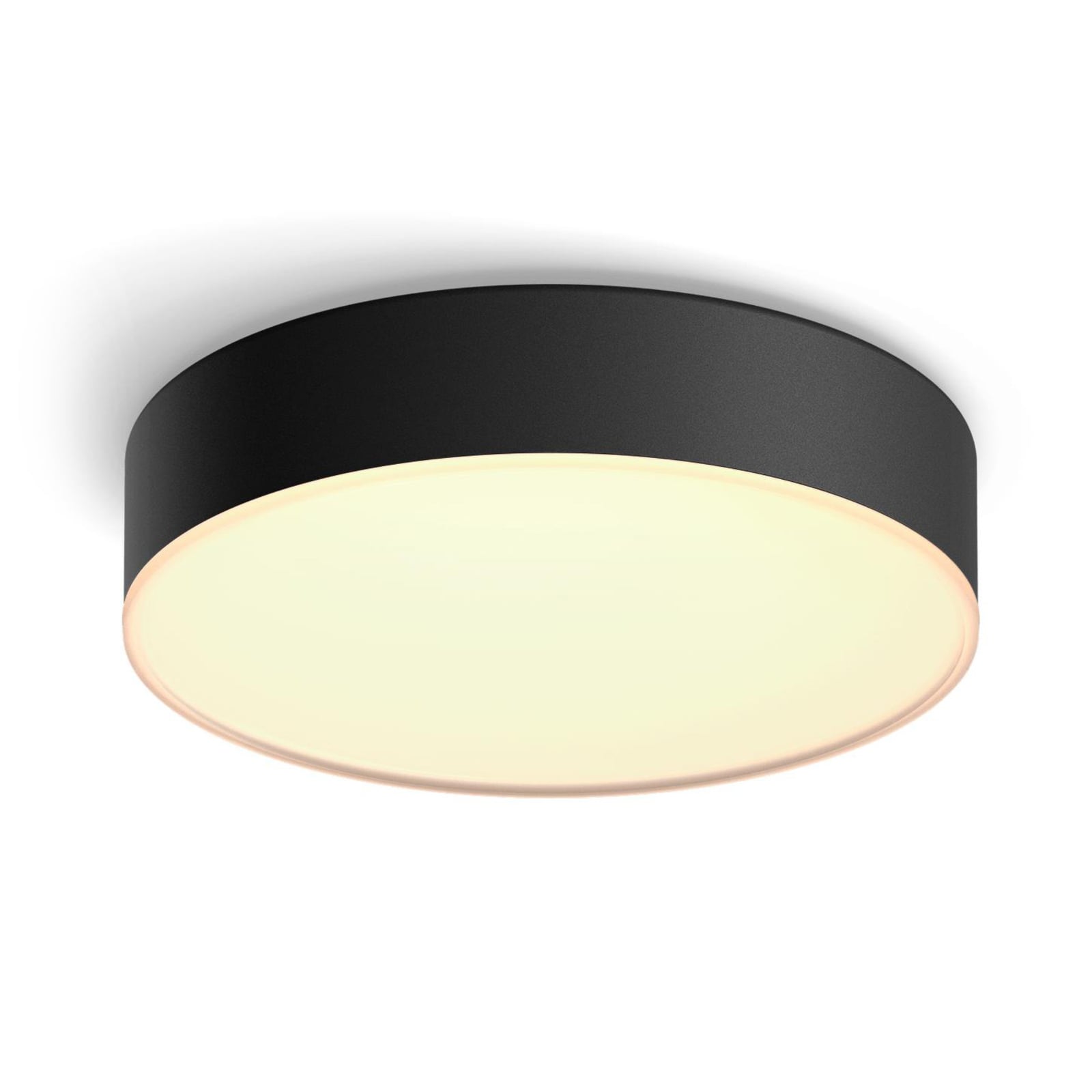 Montert Philips Hue Enrave LED taklampe svart CCT dimbar Ø26 cm i tak
