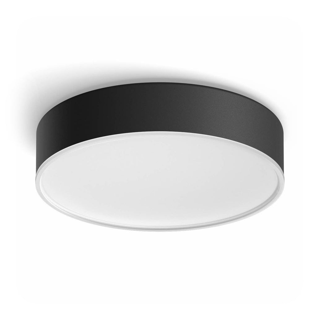Nærbilde av Philips Hue Enrave LED taklampe svart CCT dimbar Ø26 cm