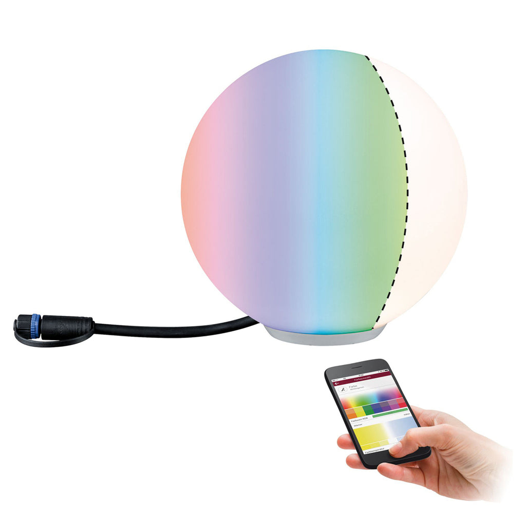 Plug & Shine dekolampe Globe RGBW ZigBee IP65 merkning