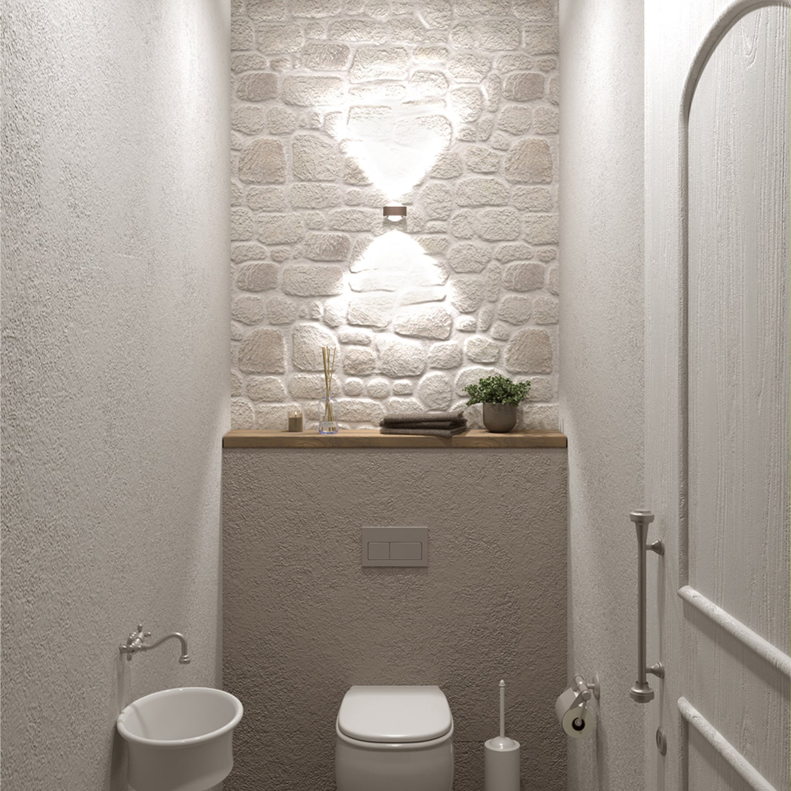 Detalj av Puk Mini Wall LED vegglampe 2x8W klar linse matt nikkel