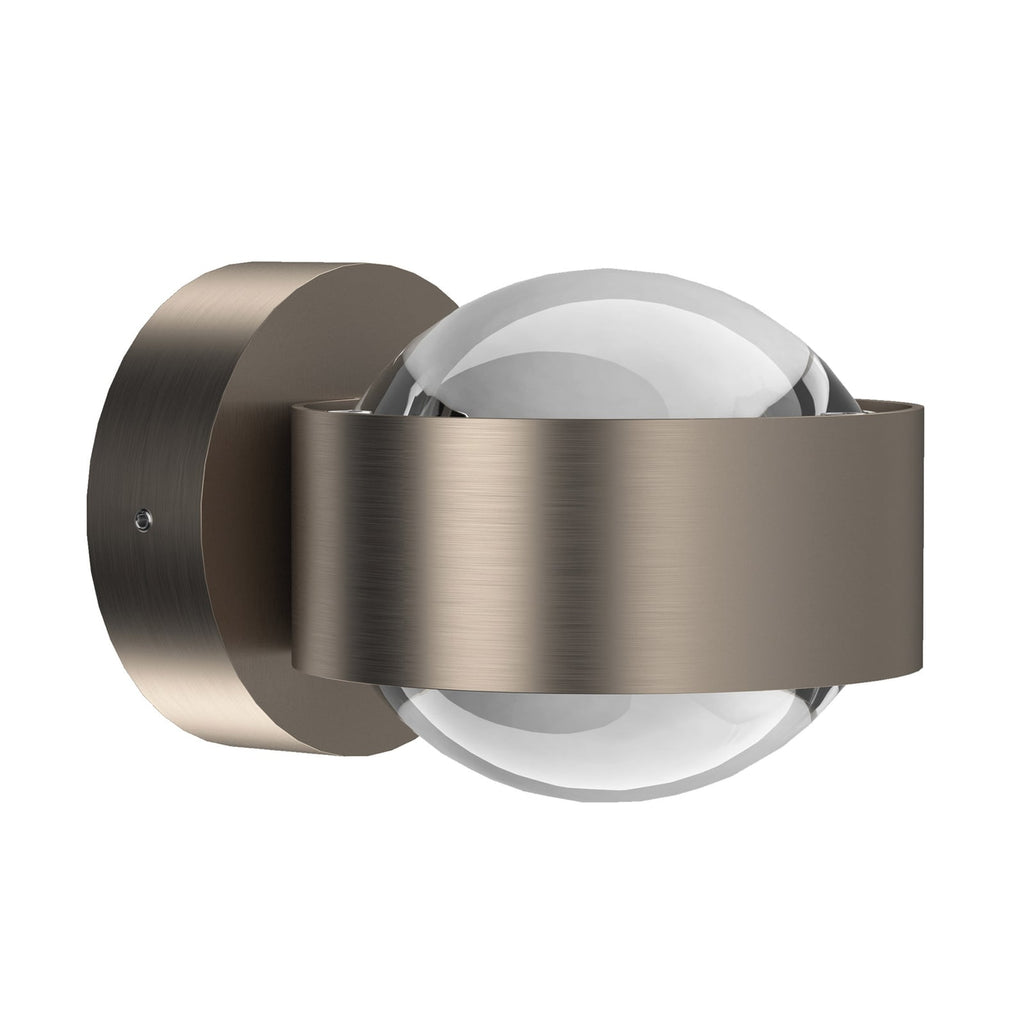 Montert Puk Mini Wall LED vegglampe 2x8W klar linse matt nikkel på vegg