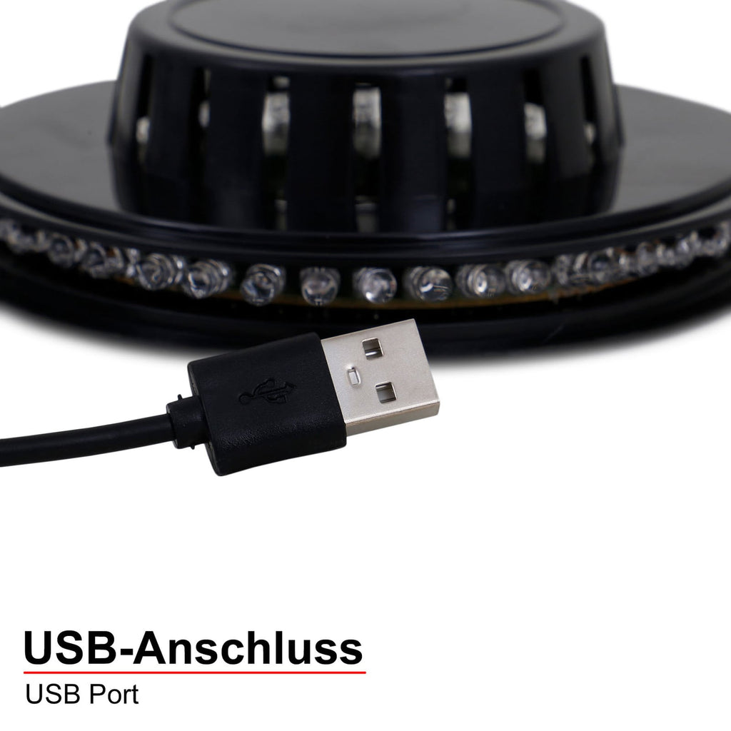 Nærbilde av RGB LED-lyshjul med musikksensor svart Ø12,5 cm Briloner