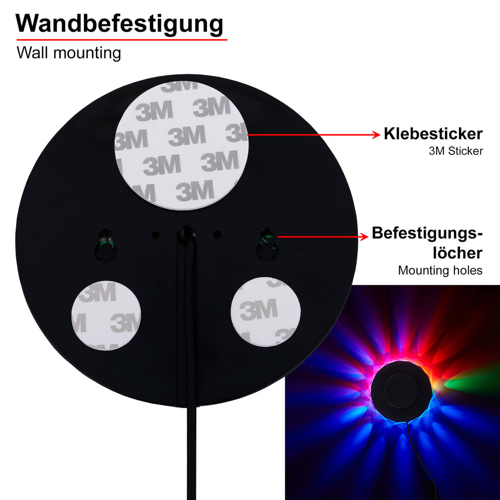 USB-kabel til RGB LED-lyshjul med musikksensor svart Ø12,5 cm Briloner