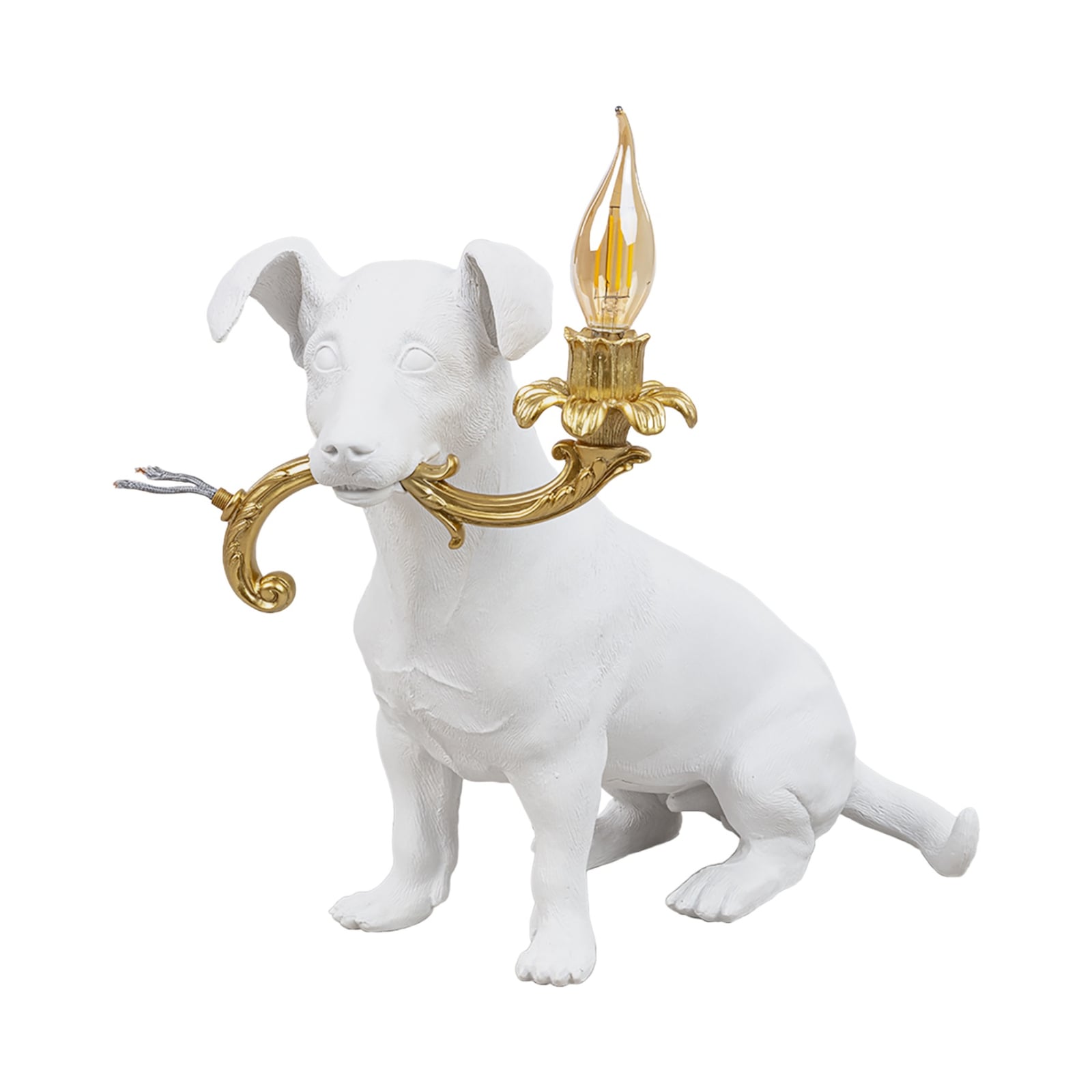 Rio Lamp LED dekorativ bordlampe hund hvit E14 forfra