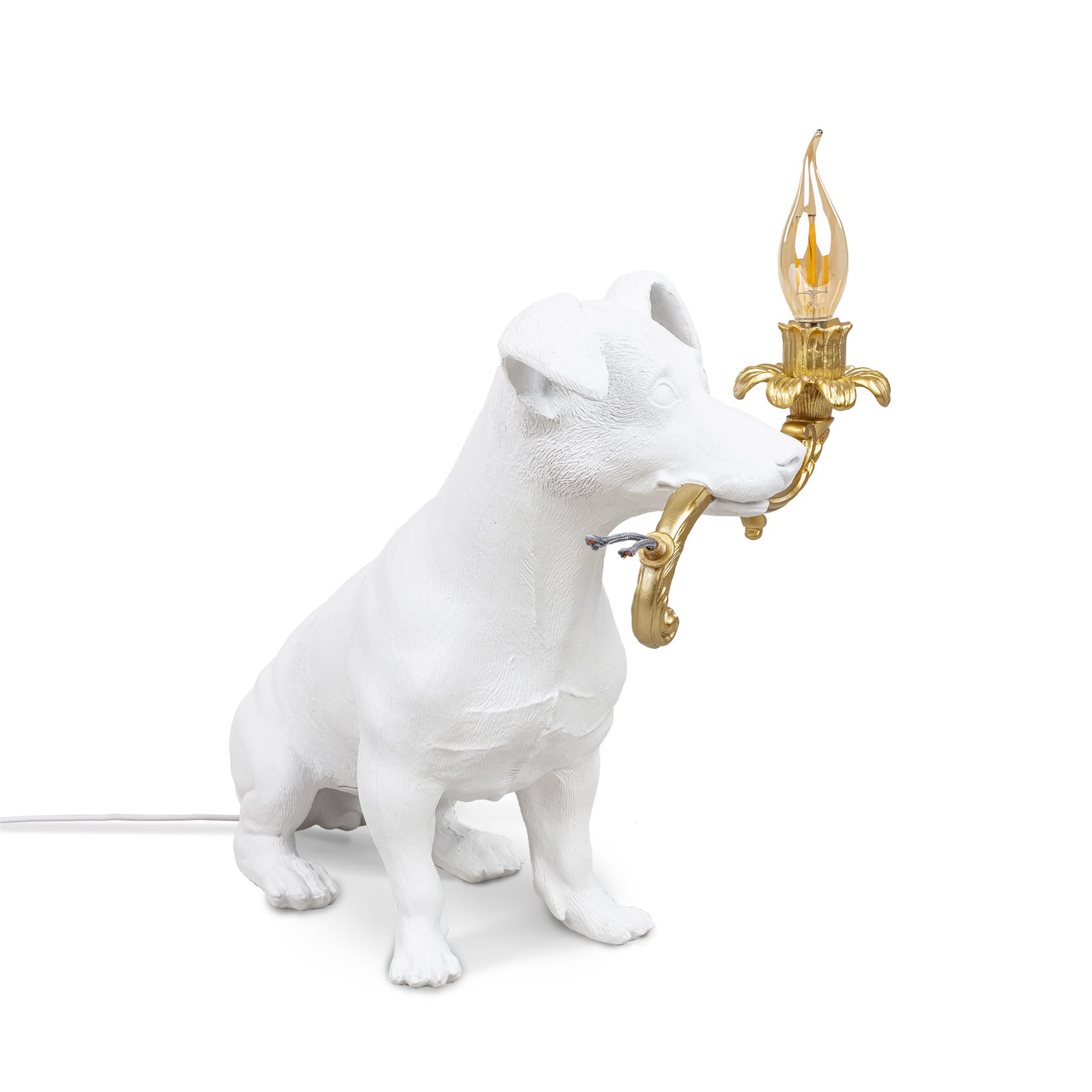 Detalj av Rio Lamp LED dekorativ bordlampe hund hvit E14