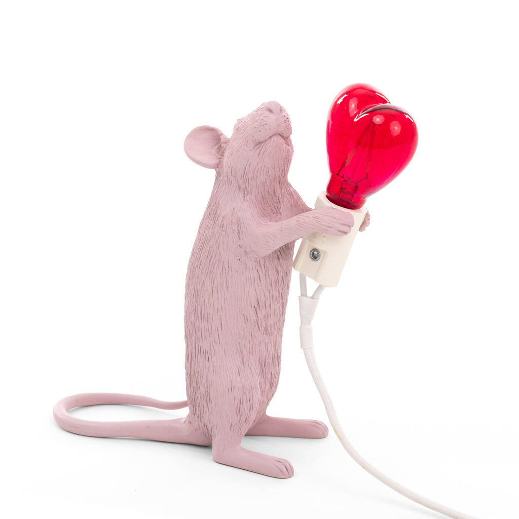 SELETTI Mouse Lamp Valentine dekorlampe USB hvit/rød E14 forfra