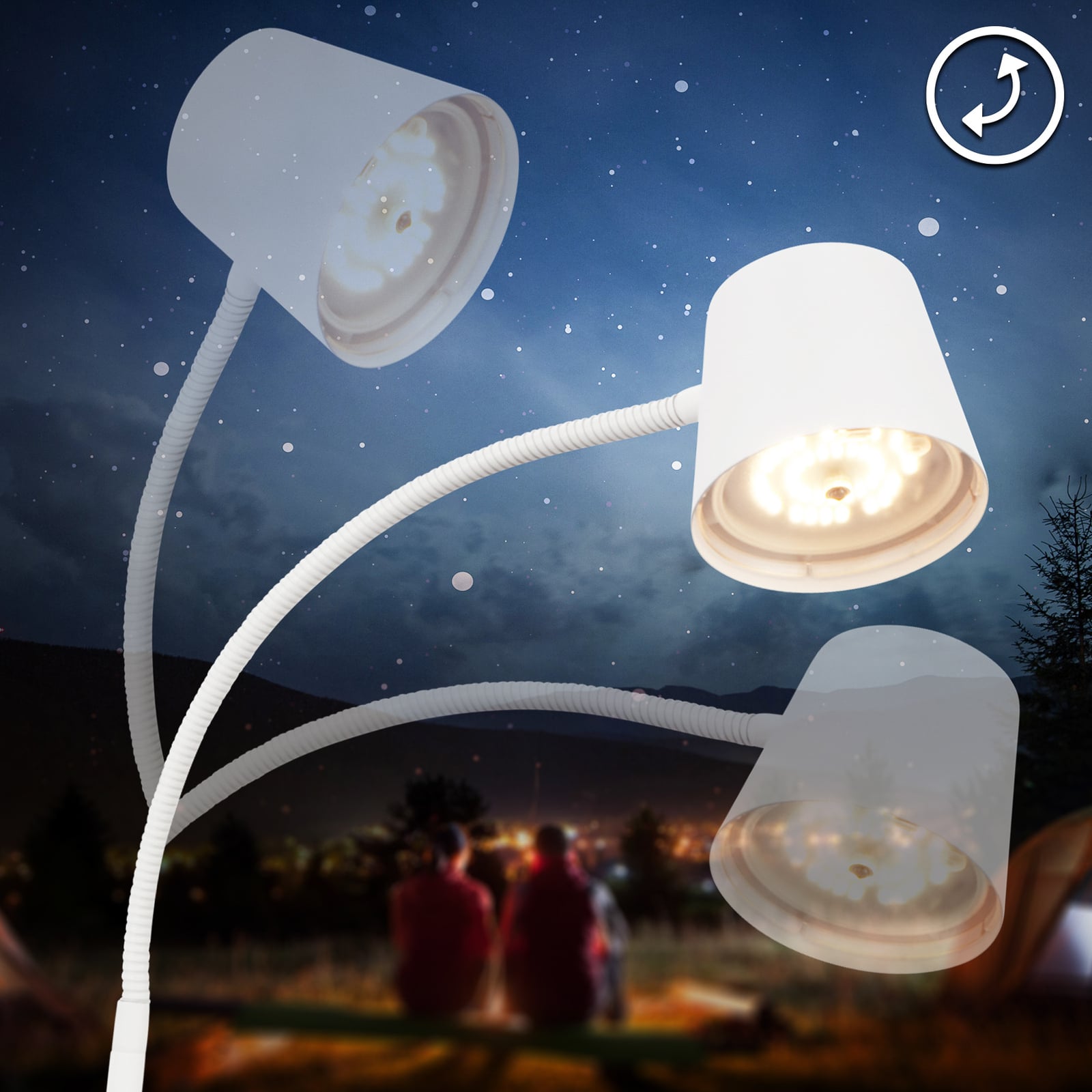 Sideprofil av LED gulvlampe Cielo oppladbar hvit