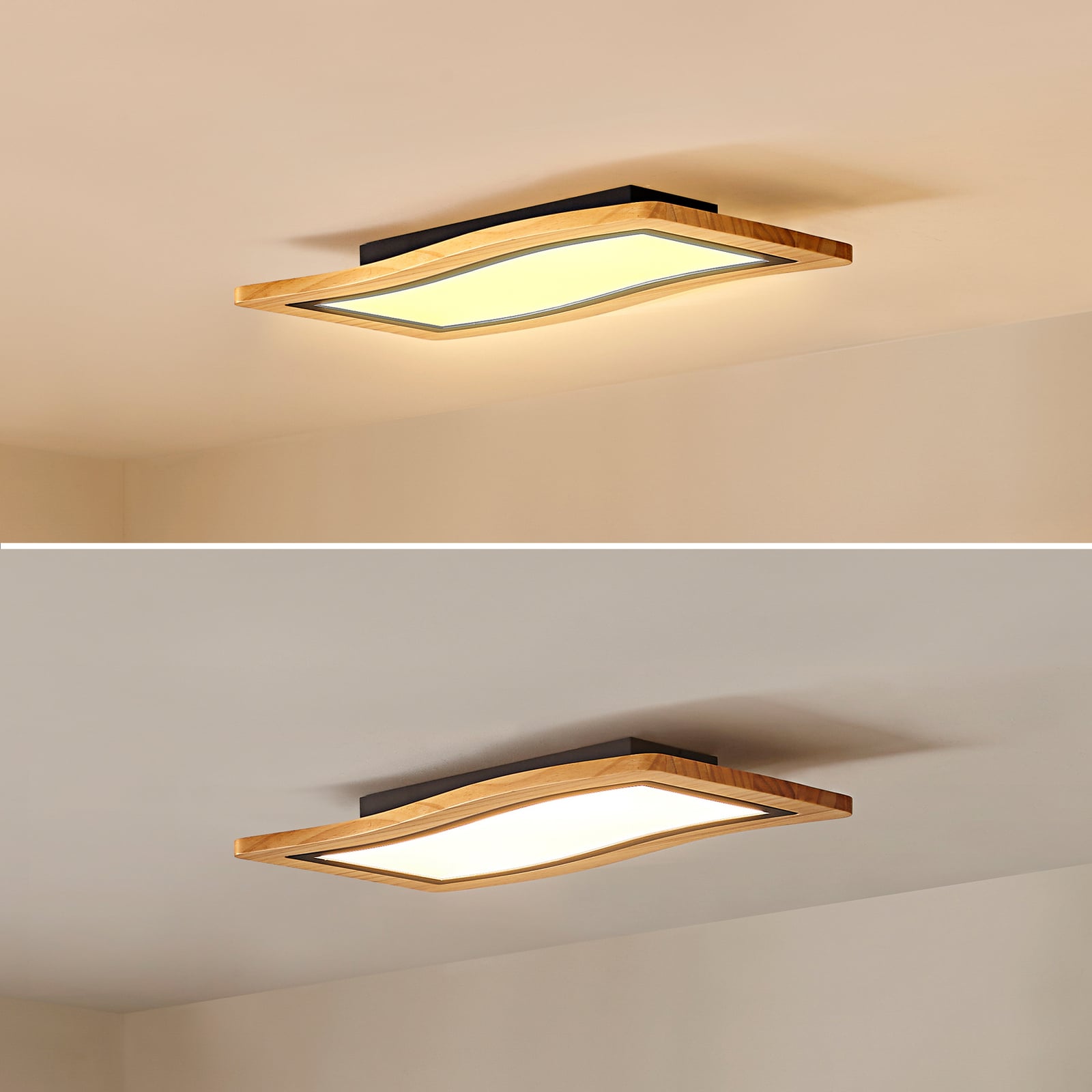 LED taklampe Joren tre og svart sideprofil