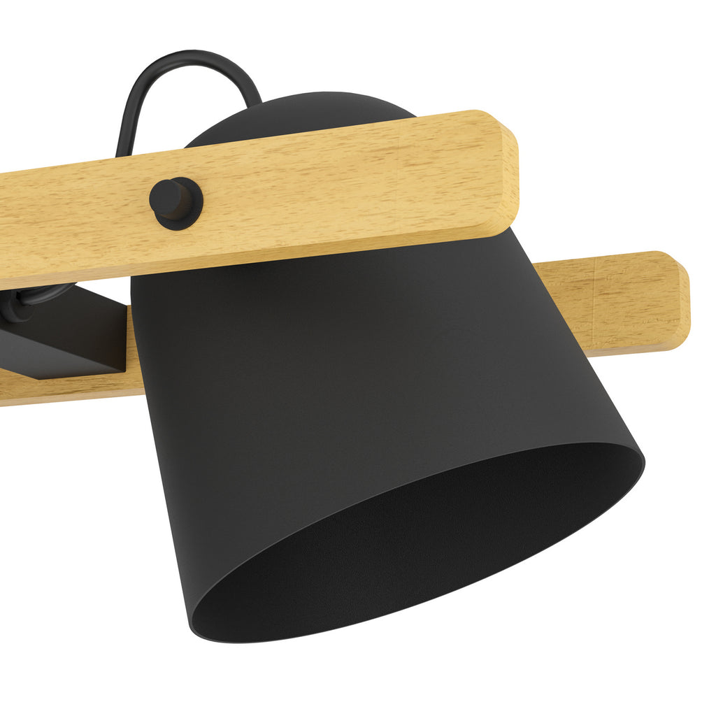Sideprofil av takspot Hornwood-Z 4-lys LED dimbar RGB CCT svart/tre