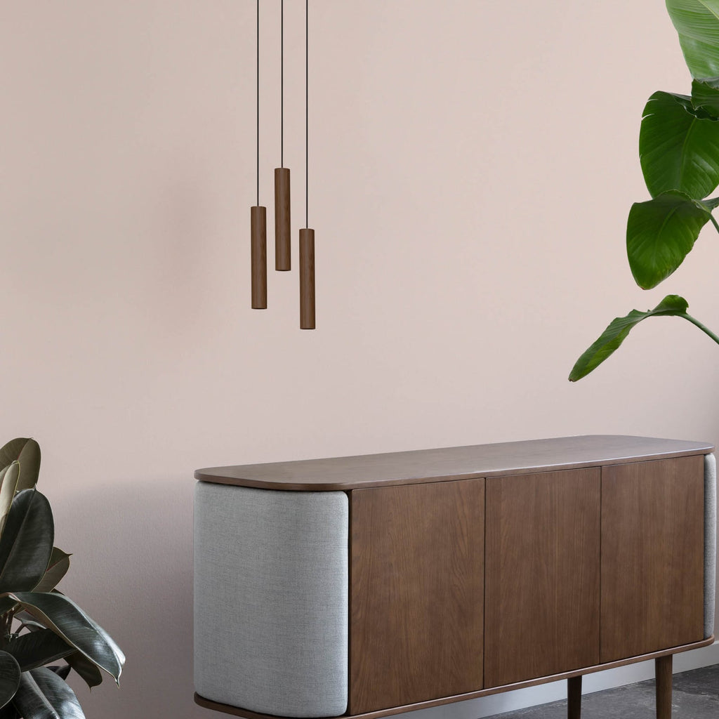 Skandinavisk design av LED pendellampe Chimes Tall mørk eik