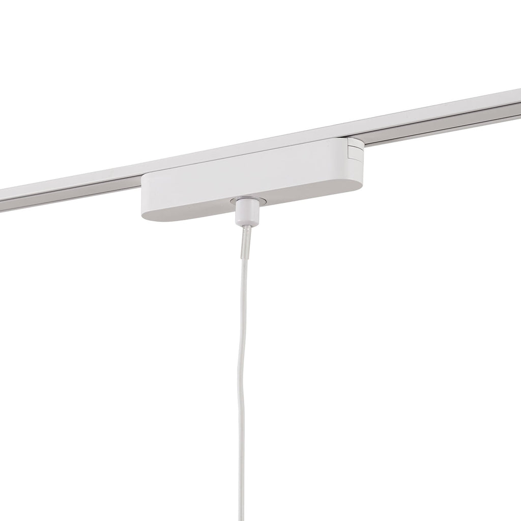 Nærbilde av LED-pendellampe i Skinnesystem 48V Lumaro 5 pendellamper hvit