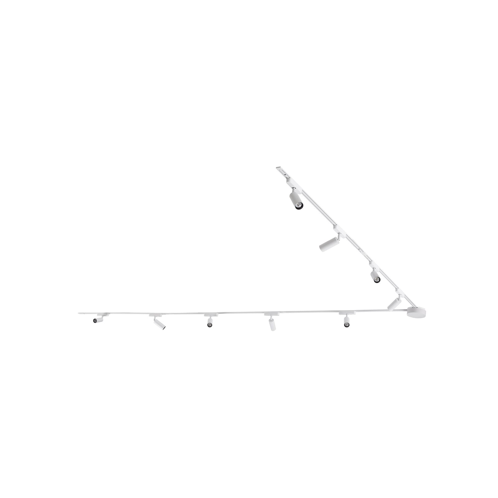 Skinnesystem 48V Lumaro 9 spotter dimbar CCT hvit Ø4 cm bakside