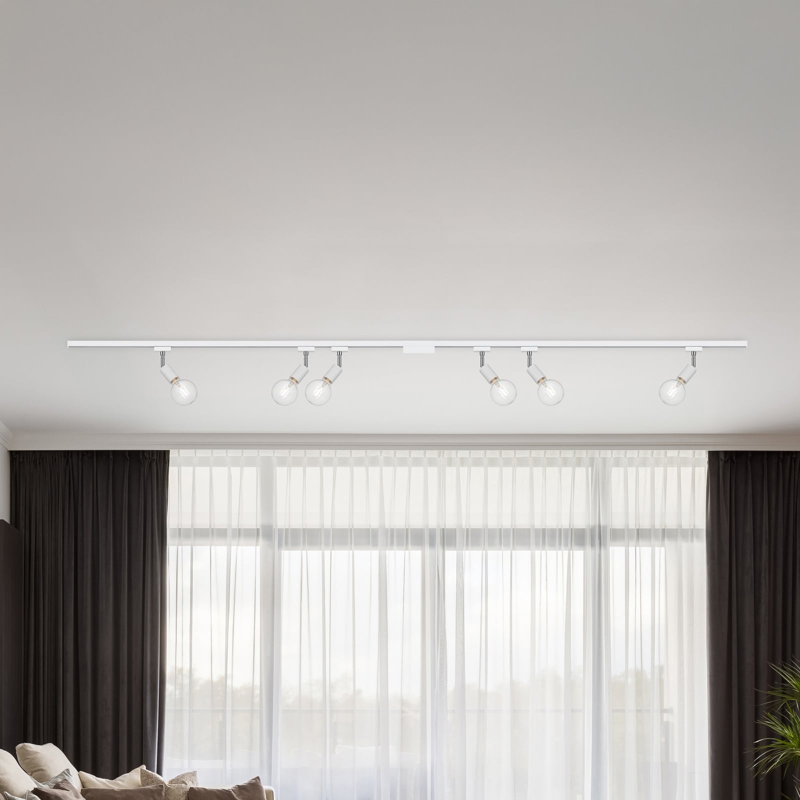 Skinnesystem DUOline Diallo 6-lys E27 LED 200 cm hvit forfra