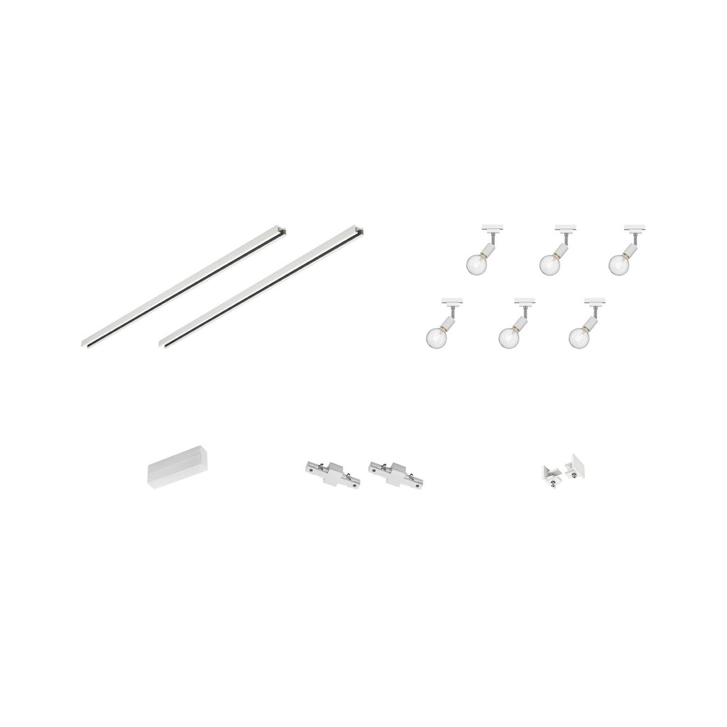 Montert Skinnesystem DUOline Diallo 6-lys E27 LED 200 cm hvit i rom