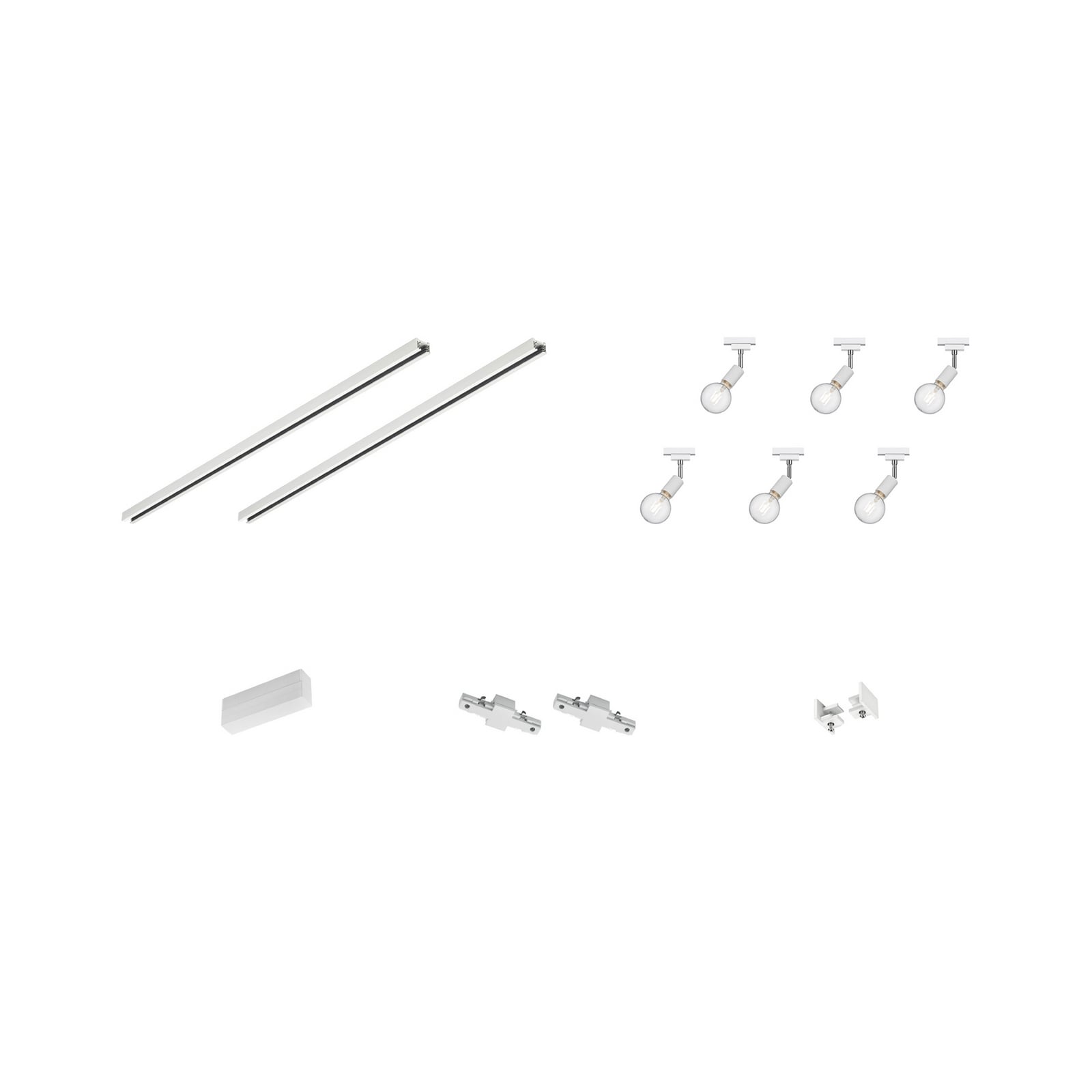 Montert Skinnesystem DUOline Diallo 6-lys E27 LED 200 cm hvit i rom