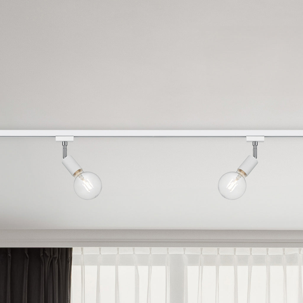 Skinnesystem DUOline Diallo 6-lys E27 LED 200 cm hvit sett fra siden