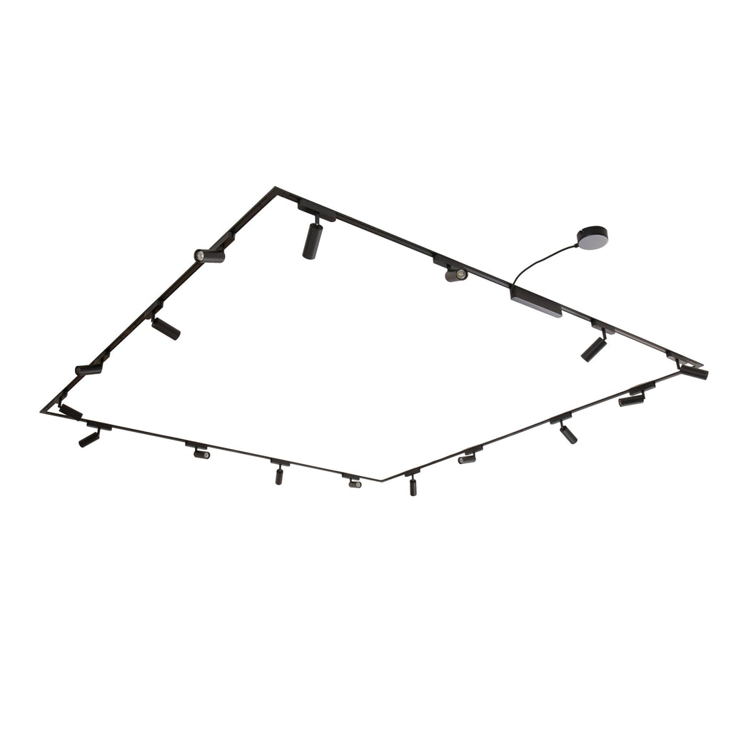Skinnesystem Lumaro 48V 16 LED-spotter dimbar svart montert i rom