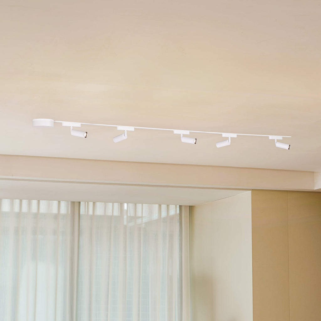 Skinnesystem Lumaro 48V 5 LED-spotter dimbar CCT hvit 206 cm forfra