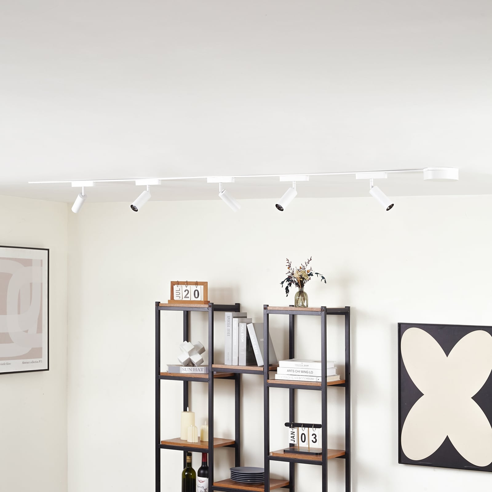 Detalj av Skinnesystem Lumaro 48V 5 LED-spotter dimbar CCT hvit