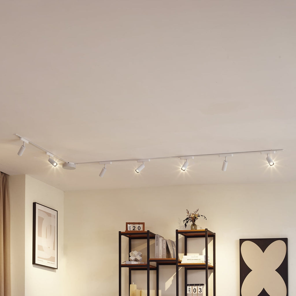 Skinnesystem Lumaro 48V 7 LED-spotter dimbar CCT hvit 309 cm forfra