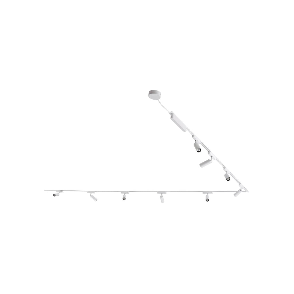 Skinnesystem Lumaro 48V LED-spotter dimbar montert i tak