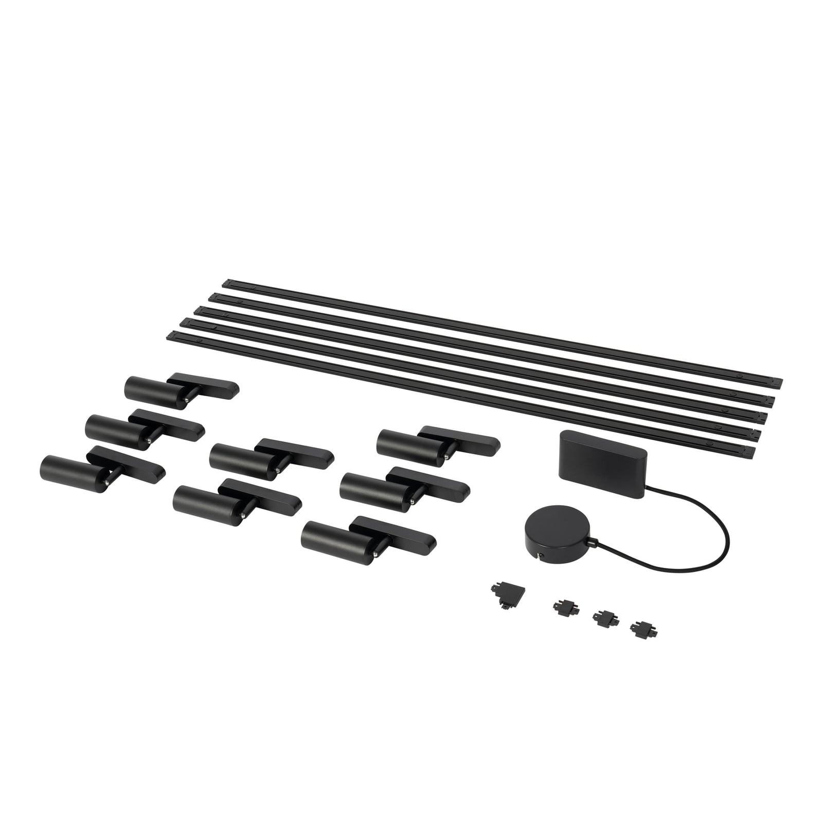 Skinnesystem Lumaro 48V 9 LED-spotter oversikt over komponenter