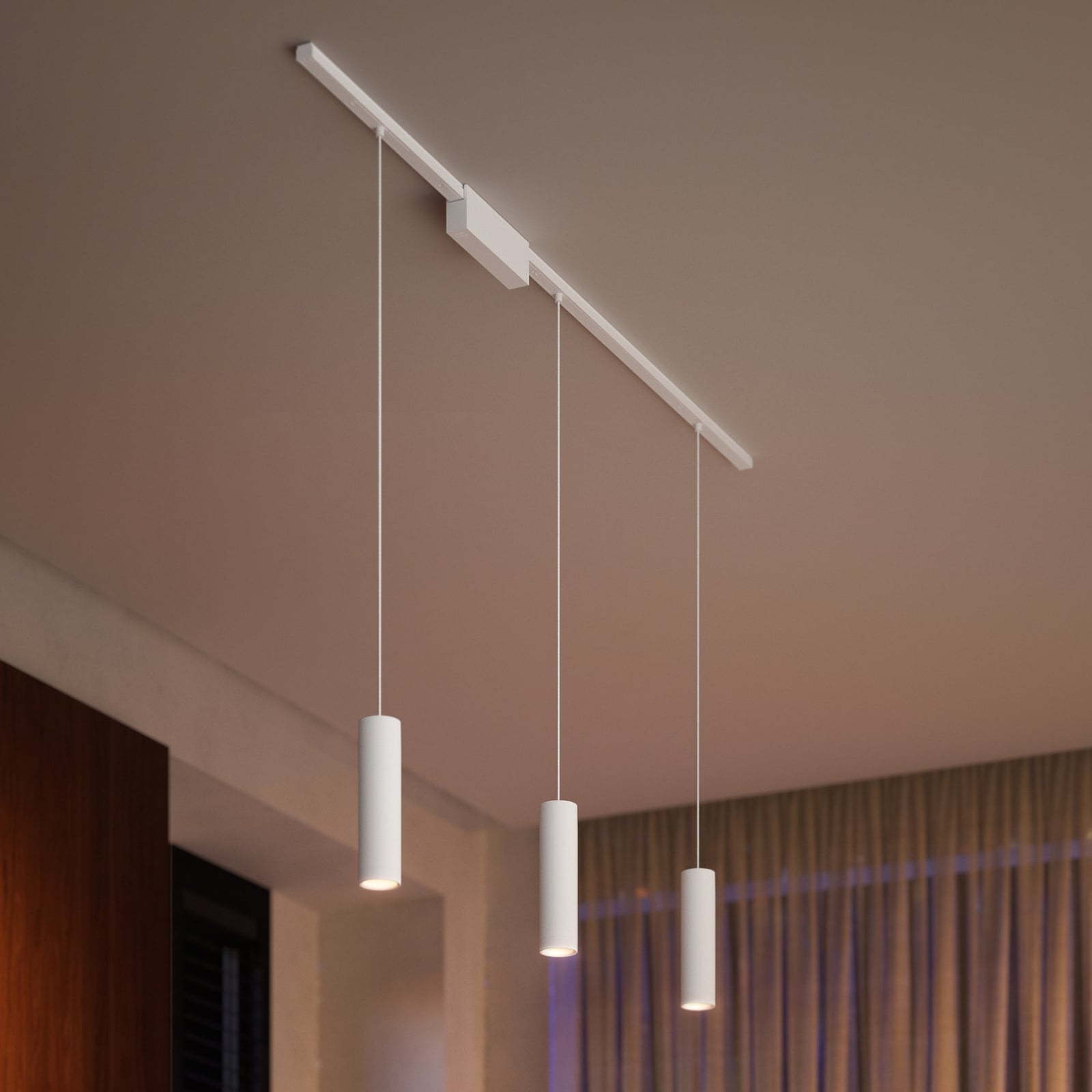 Skinnesystem Perifo 3 LED-pendler dimbar RGB hvit - Philips Hue forfra