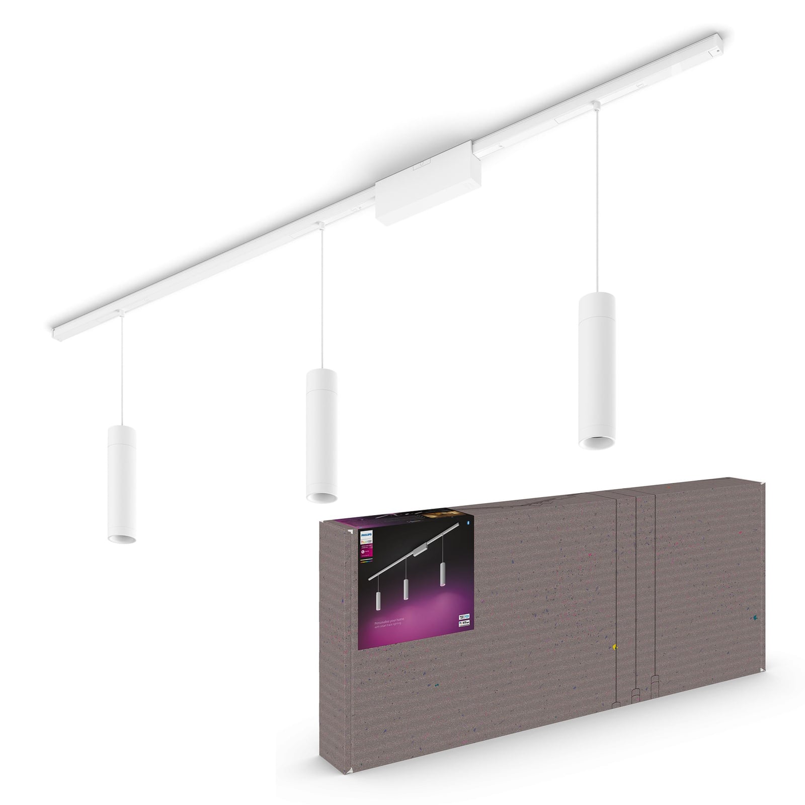 Detalj av Skinnesystem Perifo 3 LED-pendler dimbar RGB hvit - Philips Hue