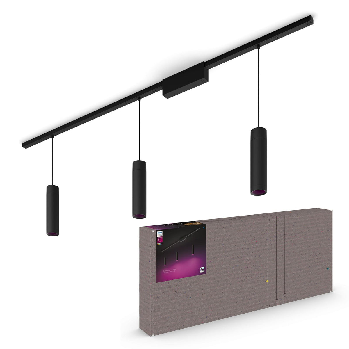 Detalj av Skinnesystem Perifo 3 LED-pendler dimbar RGB svart