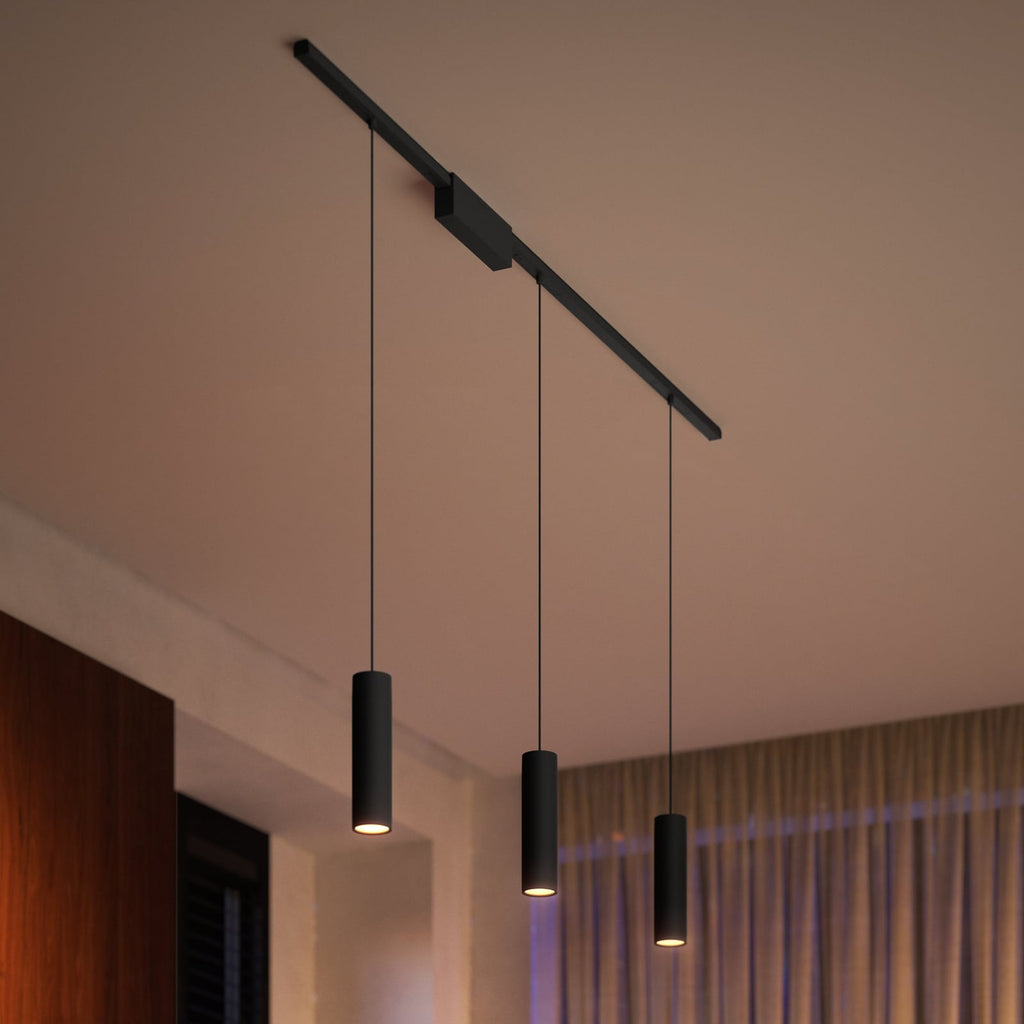 Skinnesystem Perifo 3 LED-pendler dimbar RGB svart forfra