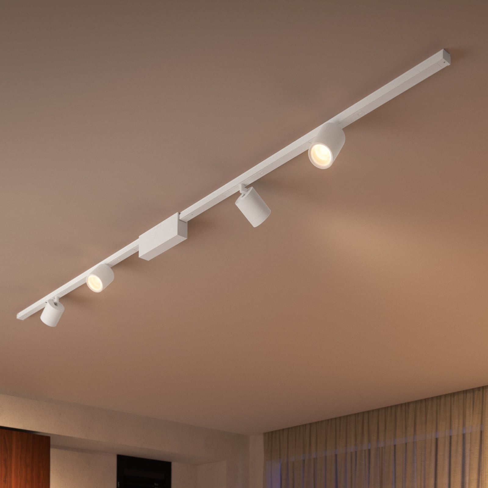 Skinnesystem Perifo 4 LED-spotter hvit RGB dimbar - Philips Hue forfra