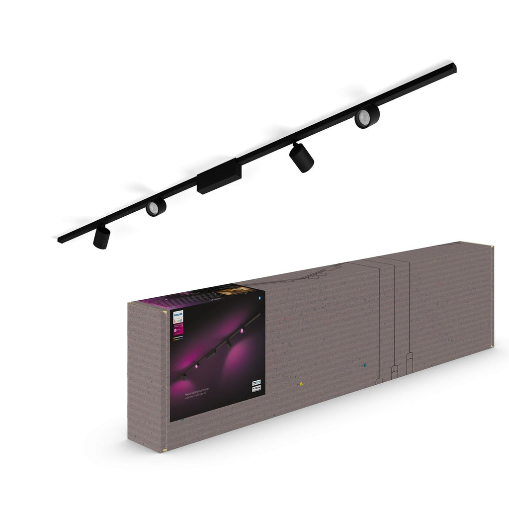 Montert Skinnesystem Perifo 4x spot svart dimbar RGB - Philips Hue i rom
