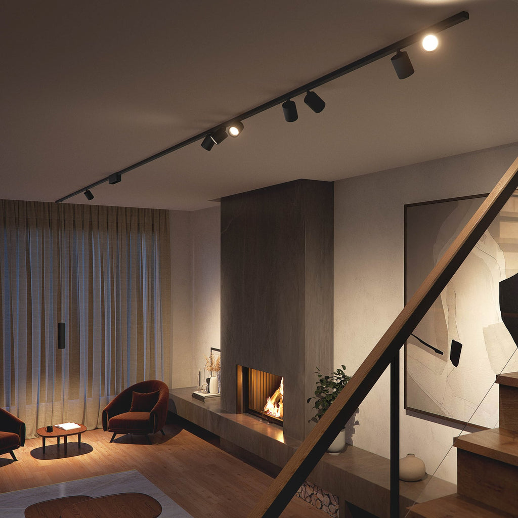 Skinnesystem Perifo 4x spot svart dimbar RGB - Philips Hue lysfargevalg