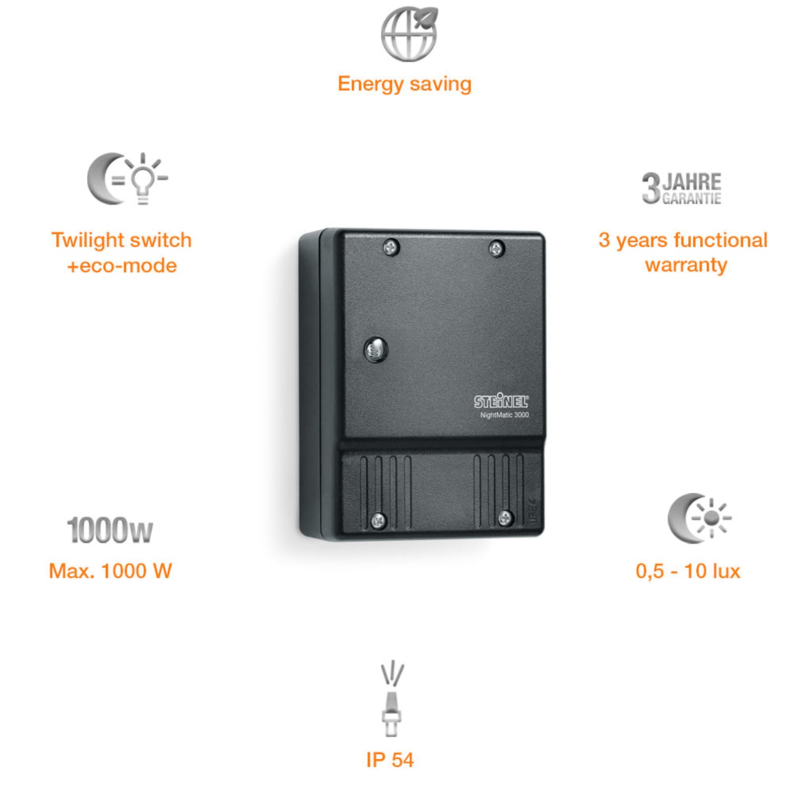 Detalj av Skumringssensor Nightmatic 3000 svart IP54