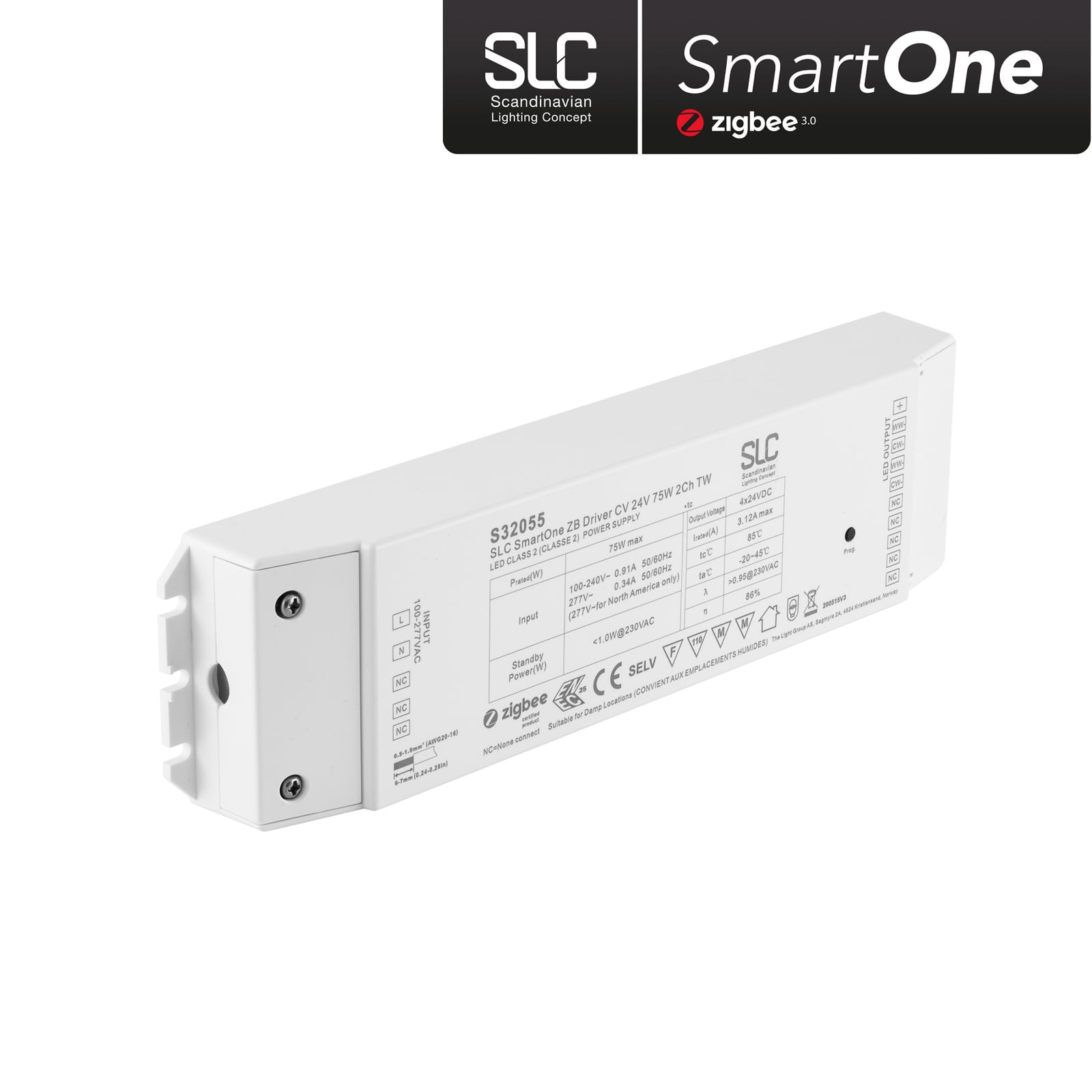 SLC SmartOne LED-driver Zigbee 24V 75W PWM CCT dimbar forfra