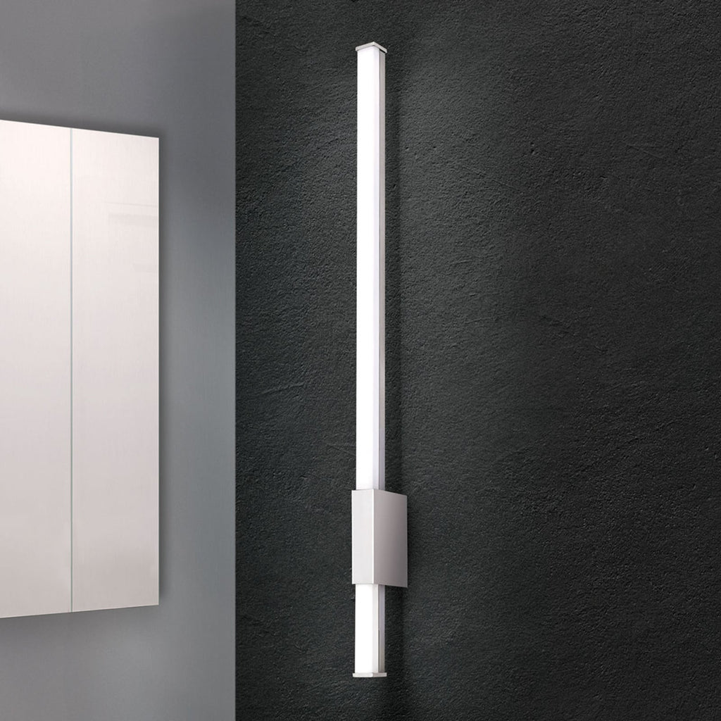 Smal LED baderomsvegglampe Argo krom forfra