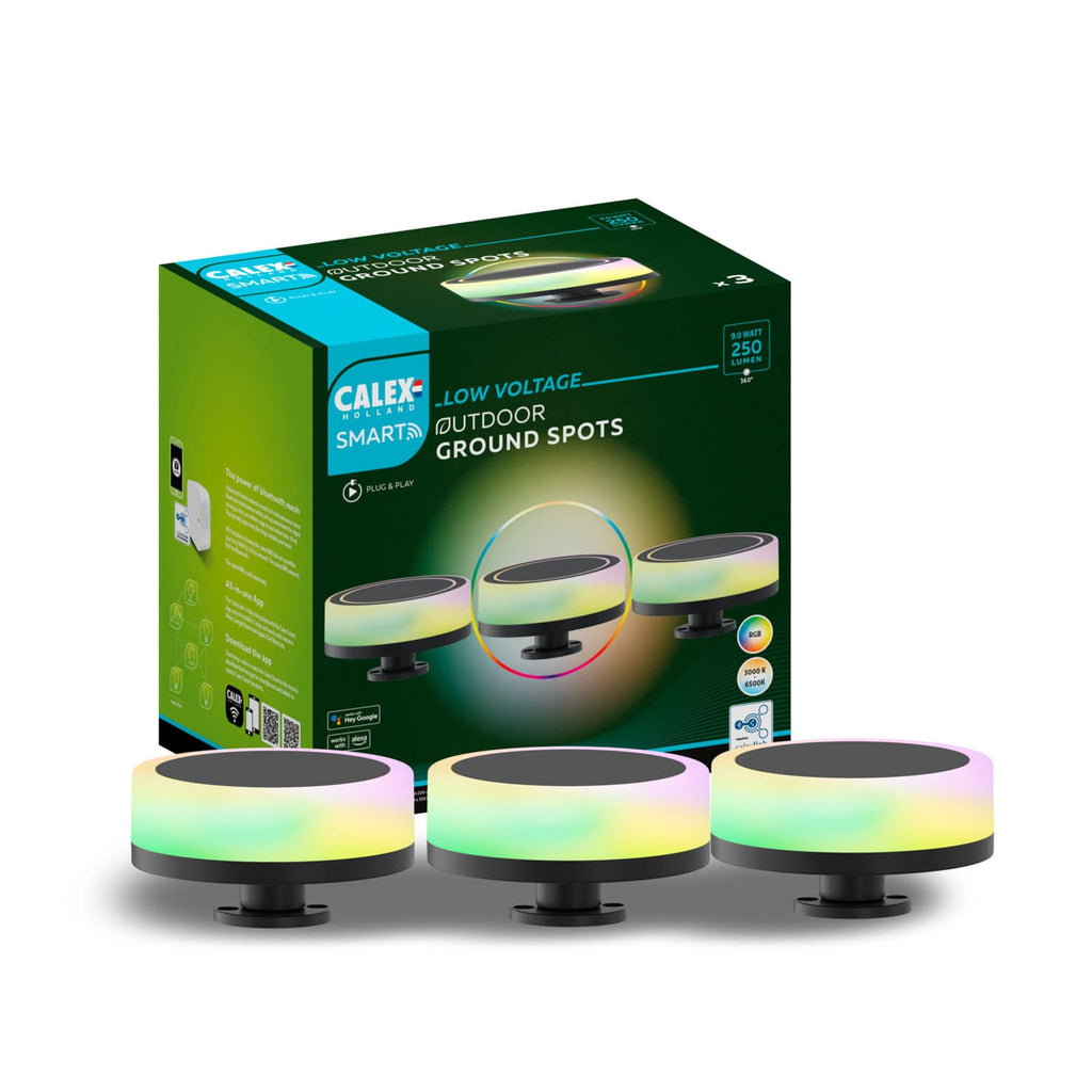 Smart bakkespot 3-sett CCT RGB dimbar IP44 - Calex nærbilde av jordspyd