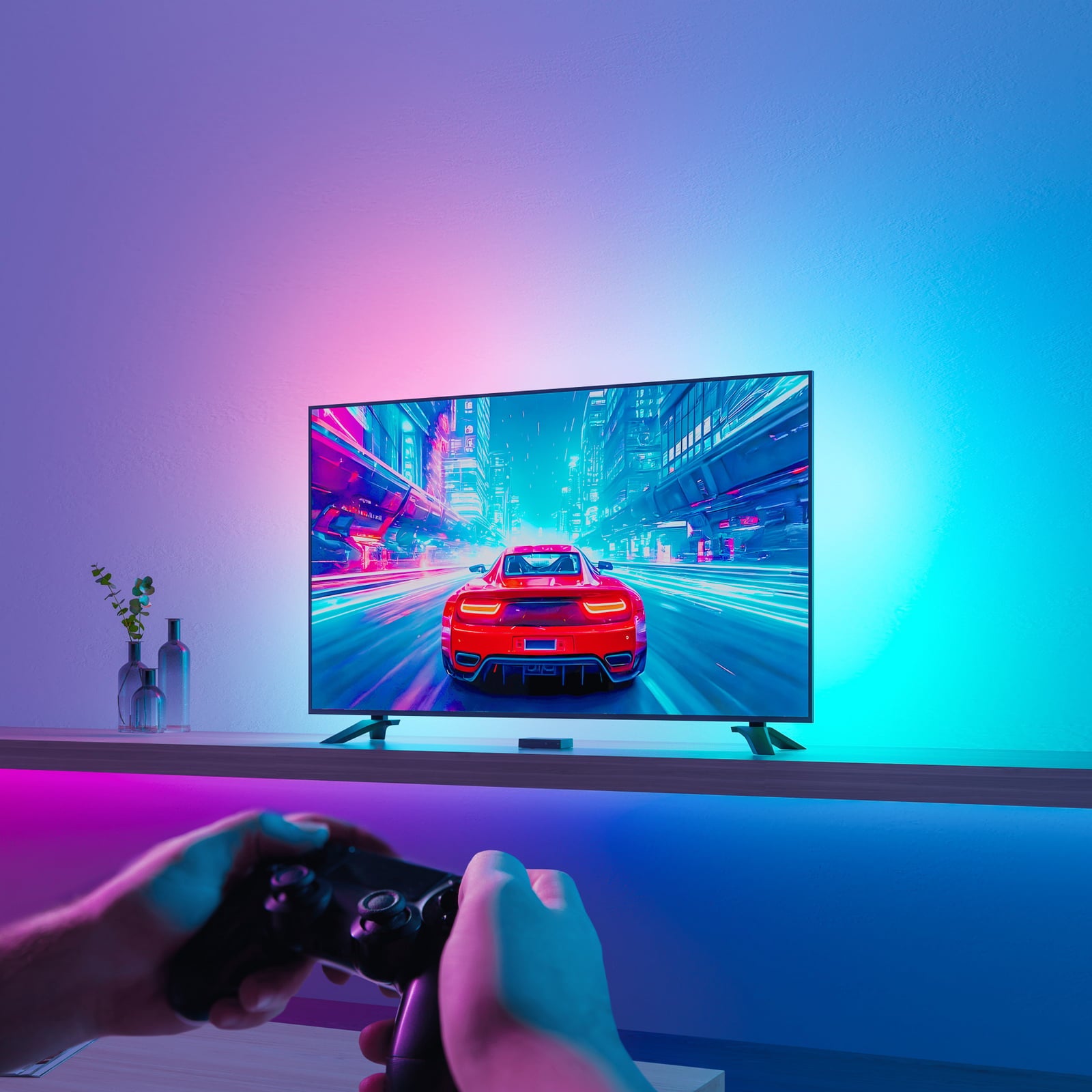 Detalj av LED-stripe i Smart HDMI Sync Box sett med LED-stripe RGBW 250 cm - Calex