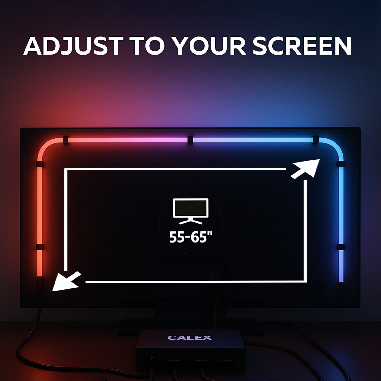 Smart HDMI Sync Box app på mobiltelefon som styrer LED-stripe
