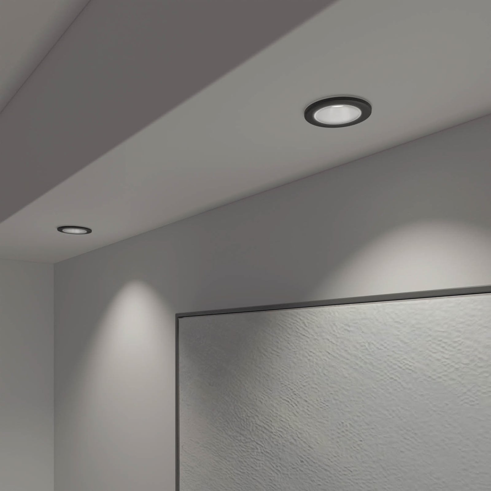 Smart innbyggingsspot Halo CCT RGB dimbar svart IP44 Calex lysmodus dagslys