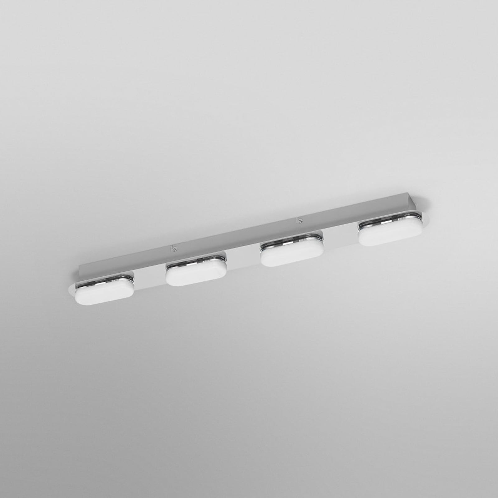 Smart LED-baderomslampe Orbis Wall Duplo 4-lys IP44 sølv bakside