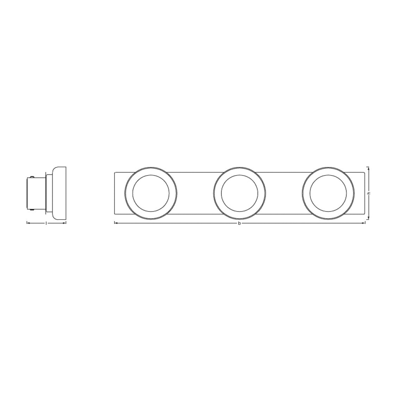 Smart LED-baderomslampe Orbis Wall Round 3-lys IP44 48 cm nærbilde av kontrollpanel