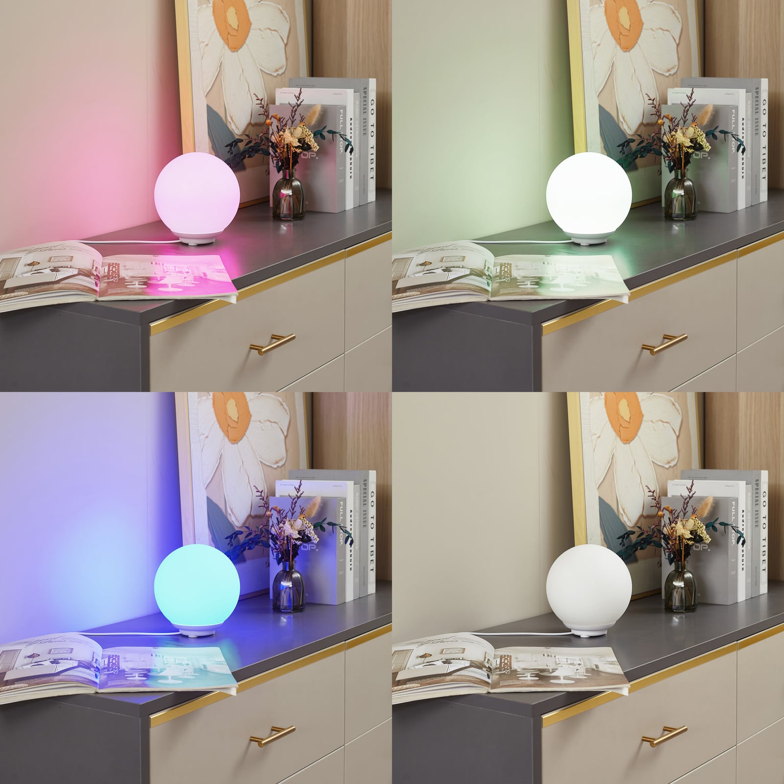Nærbilde av glass på Smart LED-bordlampe Cosmia
