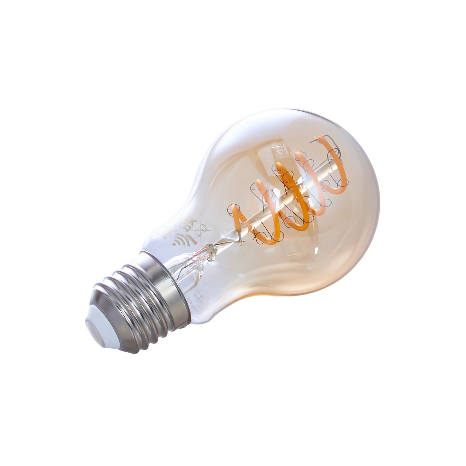 Nærbilde av filament i Smart LED filamentpære A60 amber E27 4,9W dimbar LUUMR