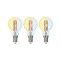 Smart LED filamentpære E14 dråpeform 4,2W CCT 3-pk klar LUUMR forfra