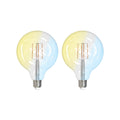 Smart LED filamentpære 2-pk E27 G125 7W CCT klar LUUMR forfra