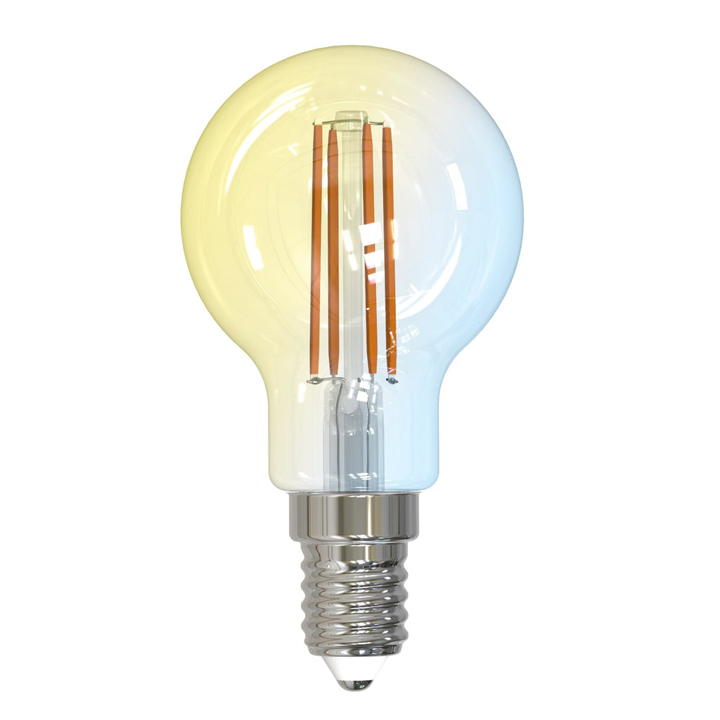 Smart LED filamentpære E14 4,2W CCT dimbar klar Tuya - LUUMR forfra