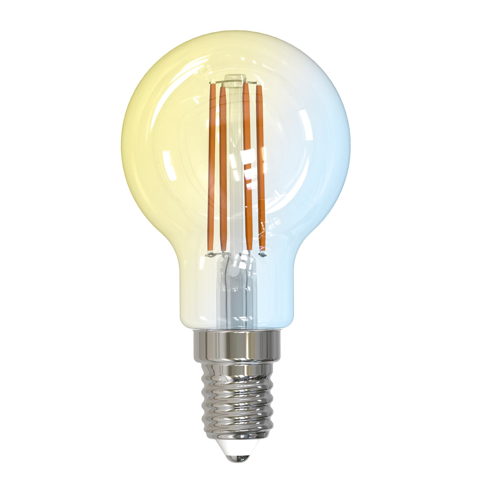 Smart LED filamentpære E14 4,2W CCT dimbar klar Tuya - LUUMR forfra