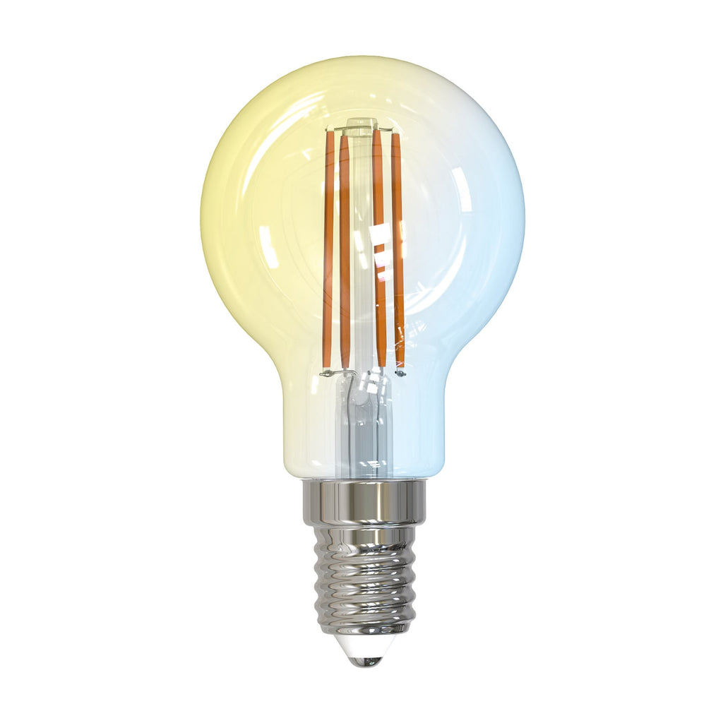 Nærbilde av Smart LED filamentpære E14 4,2W CCT dimbar klar Tuya - LUUMR